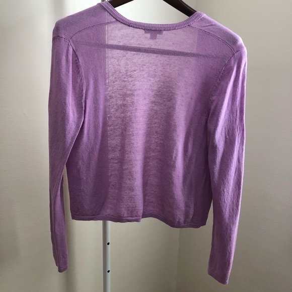 J Jill Linen Blend Open Cardigan - lavender XS - Picture 9 of 9